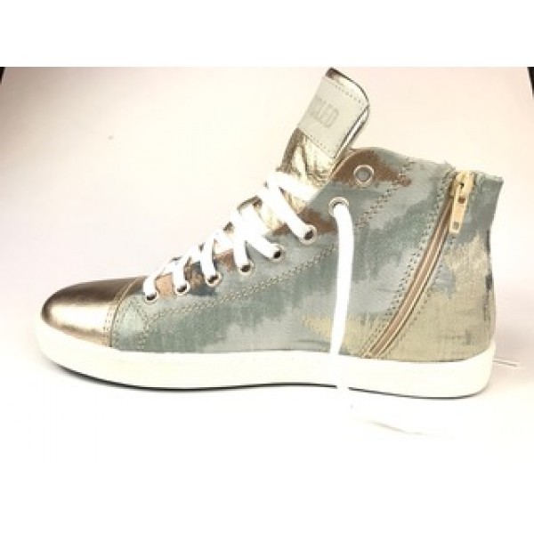 Woman's sneakers handmade ,  gold and leather